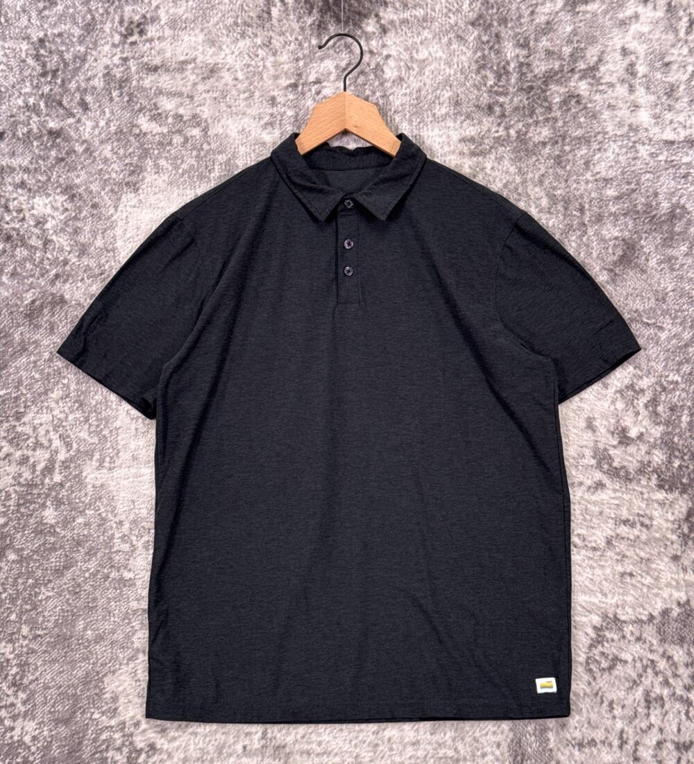 Vuori Strato Tech Polo Shirt Medium Mens Charcoal Gray Dreamknit